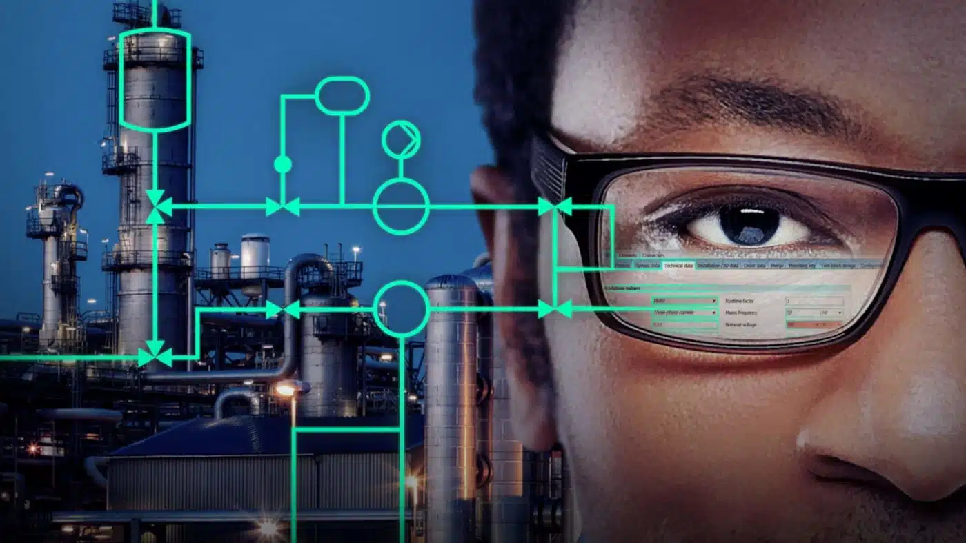 Mann mit Brille neben grafischer COMOS Darstellung | TRIPS group